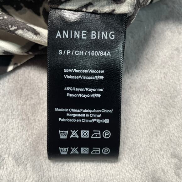 Anine Bing Aiden Shirt Womens Small Houndstooth Black White Pajama Style - Picture 4 of 9